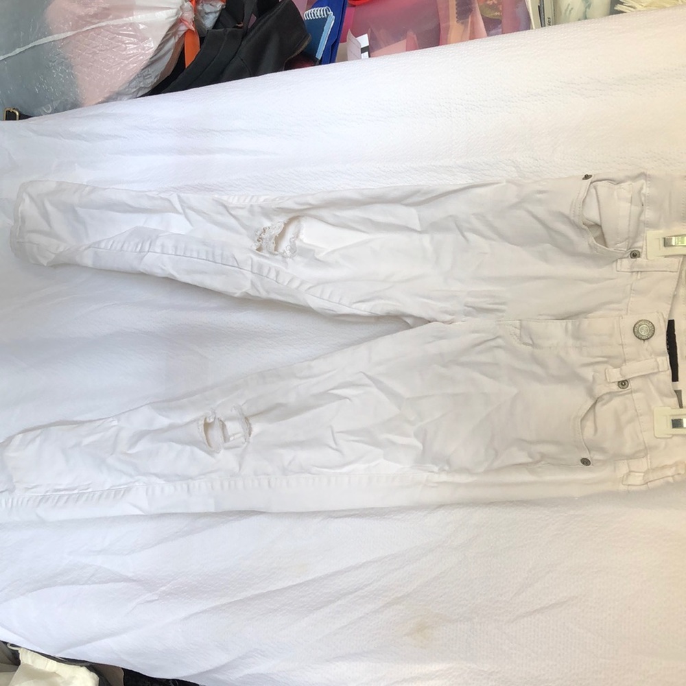 Girls white ripped jeans